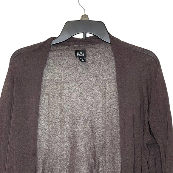 Eileen Fisher Open Front Cozy Cardigan Sweater Silk Blend 3/4 Sleeve Women Med. - Picture 2 of 8
